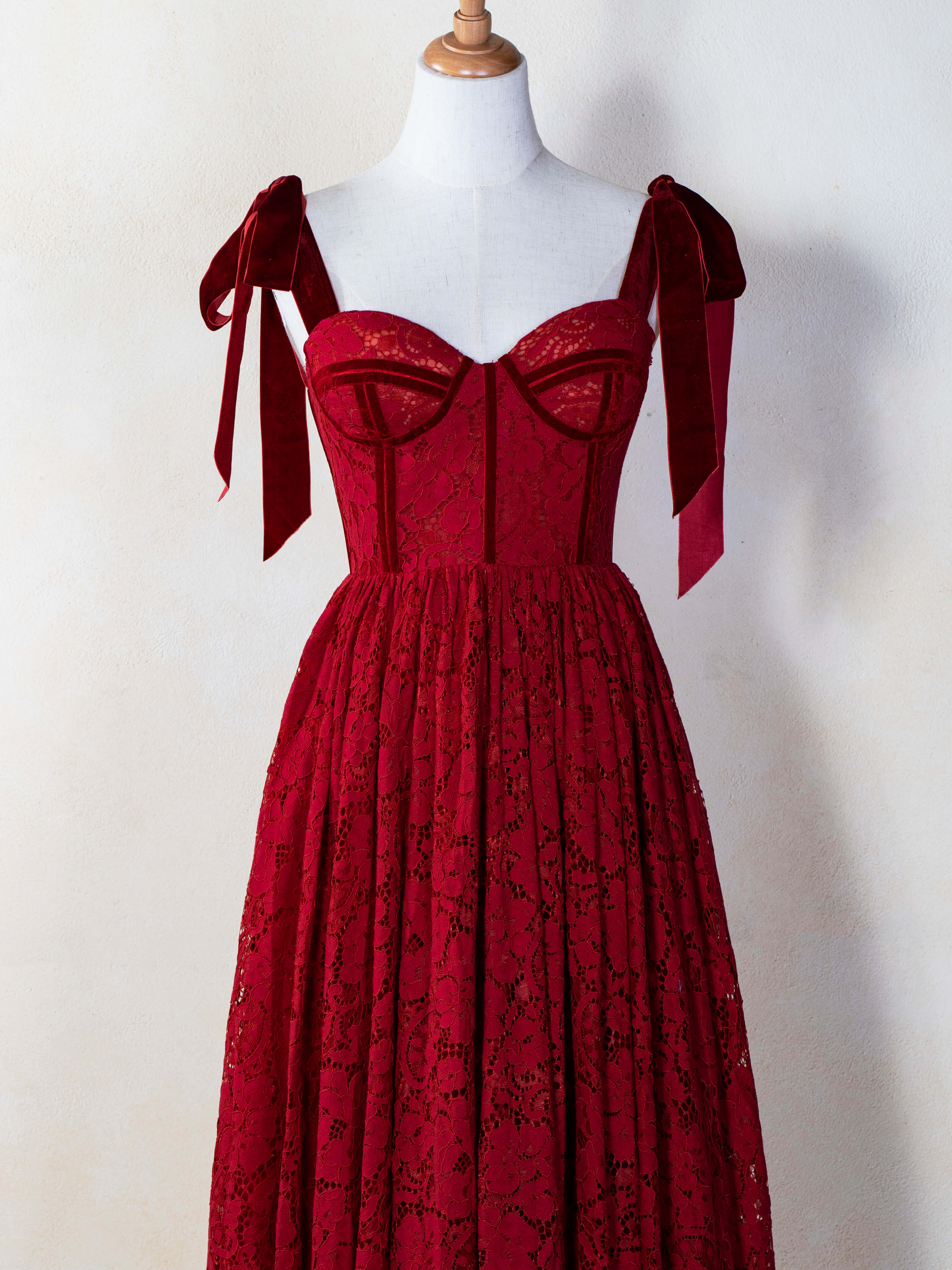 lace red dress
